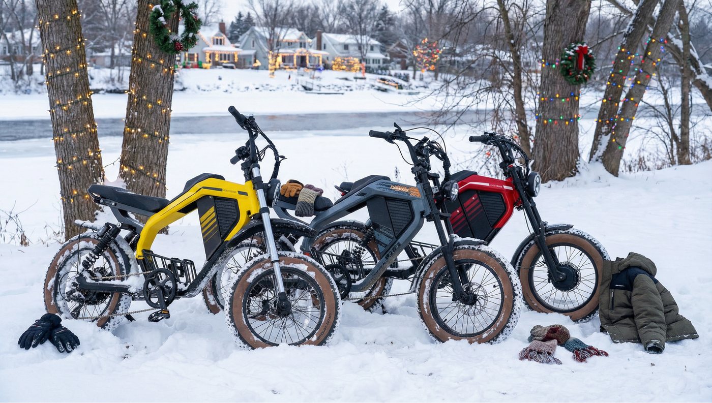 E-Bike X5 Max en jaune, gris et rouge en extérieur